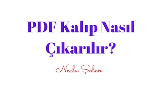 PDF Kalıp Nasıl Çıkarılır [upl. by Azrim]