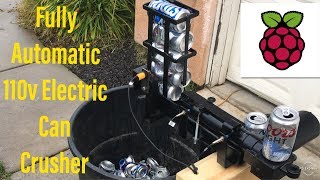 Full Automatic 120v AC Electric Can Crusher Raspberry Pi Controlled Demonstration Please Subscribe [upl. by Ocin]