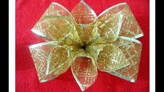 Moños navideños con flores en cintas de organza [upl. by Malarkey]