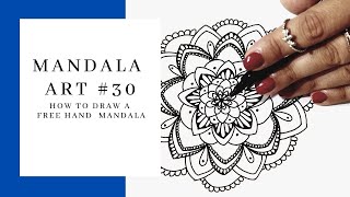 STEP BY STEP TUTORIAL  How to draw a Free Hand Mandala MANDALA ART 30 [upl. by Oberstone]