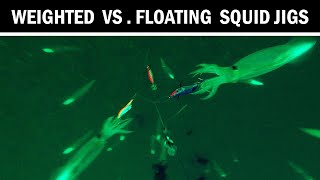 How Squid React To Weighted vs Floating Jigs Underwater Squid Fishing [upl. by Nathan]