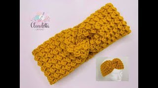 EASY CROCHET TWIST HEADBAND  GRIT STITCH [upl. by Ydnahs]