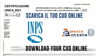 CERTIFICAZIONE UNICA 2021 COME SCARICARE IL TUO CUD ONLINE  How to download your CUD online [upl. by Prouty]