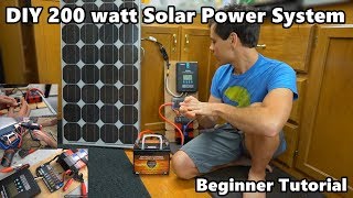 DIY 200 Watt 12 volt Solar Power System quotThe Minimalistquot Beginner Tutorial [upl. by Autry]