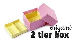 Origami 2 Tier Box Tutorial  DIY  Paper Kawaii [upl. by Shannah]