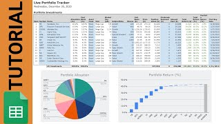 Stock Portfolio Tracker  Google Sheets Spreadsheet Tutorial StepbyStep with Code [upl. by Norvol527]