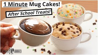 1 Minute Microwave Mug Cake Recipes  3 Back To School Treats [upl. by Bordiuk]