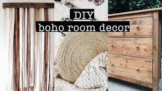 DIY BOHO ROOM DECOR on a budget  Bedroom Makeover PART 1 [upl. by Edris]