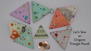 Lets Sew an Origami Triangle Pouch  DIY  Free Pattern [upl. by Omolhs38]