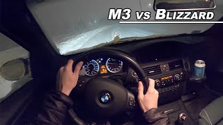 BMW M3 VS BLIZZARD  Snow Storm Night Drive POV [upl. by Brant611]