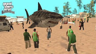 The BIGGEST Shark in GTA San Andreas History Found Megalodon Shark Attack [upl. by Dituri197]