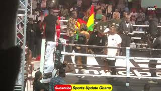 Freezy Macbones magnificent entry wit Medikal for 1st fight in 🇬🇭 against 🇳🇬 boxer [upl. by Beora435]