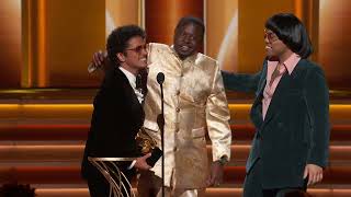 SILK SONIC Wins Song Of The Year For “LEAVE THE DOOR OPEN”  2022 GRAMMYs Acceptance Speech [upl. by Gillian]