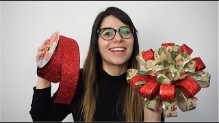 COMO HACER MOÑO NAVIDEÑO EN 5 MINUTOS FÁCIL Y RÁPIDO PARA REGALOS O PARA TU ARBOL DE NAVIDAD [upl. by Fitzgerald]