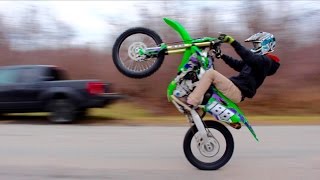 CRAZY DIRT BIKE ROAD WHEELIES [upl. by Ianahs636]