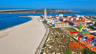 Costa Nova 🏖️ Barra beach  Ílhavo  Aveiro  Aerial view  4K Ultra HD [upl. by Htiek]