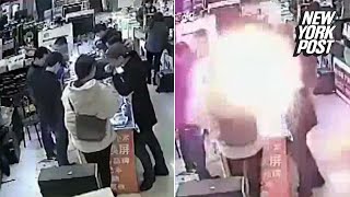 iPhone battery explodes into a fireball after a man bites into it [upl. by Elisabetta858]