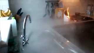 Automist extinguishing a small kitchen fire [upl. by Hinman]