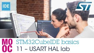 STM32CubeIDE basics  11 USART HAL lab [upl. by Niple]