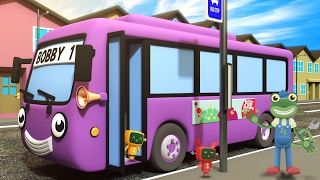 Wheels On The Bus With Bobby The Bus  Geckos Garage [upl. by Ardnasxela]