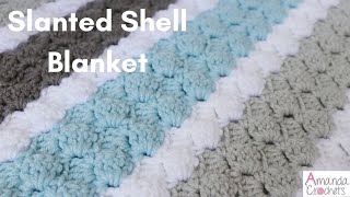 Slanted Shell Blanket  Easy Crochet Blanket Tutorial [upl. by Einad]