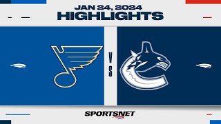 NHL Highlights  Blues vs Canucks  January 24 2024 [upl. by Nylg598]