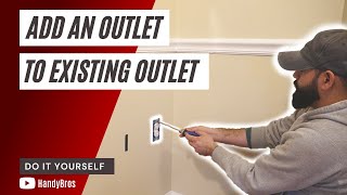 Add an Outlet to Existing Wall or from another Outlet  HANDYBROS [upl. by Kcirdef]