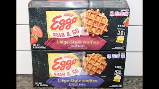 Kellogg’s Eggo LiègeStyle Waffles Strawberry amp Buttery Maple Review [upl. by Nnyre]