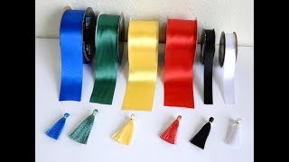 DIYSATIN RIBBON TASSELS COMO HACER BORLAS CON CINTA [upl. by Casabonne77]