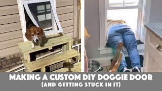 Making a Custom DIY Doggie Door and getting stuck in it [upl. by Yelime578]