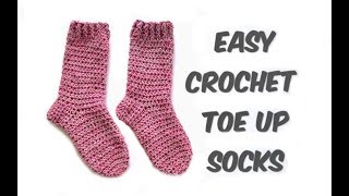 How to Crochet Simple Toe Up Socks [upl. by Ennayelsel]