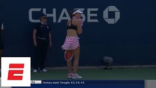 2018 US Open highlights Alize Cornet penalized for taking off shirt  ESPN [upl. by Brose]