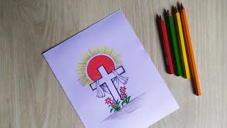 How To Draw A Christian Cross  Easy Drawing For Beginners [upl. by Filberte]