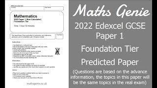 Edexcel 2022 GCSE Maths Paper 1 Foundation Predicted Paper [upl. by Ennelram]