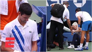 Novak Djokovic out of US Open after hitting judge with tennis ball  2020 US Open Highlights [upl. by Ellennad647]