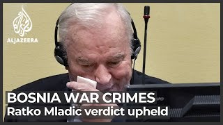 Srebrenica massacre UN court upholds Ratko Mladics genocide conviction [upl. by Nylsoj]