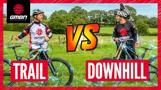 Trail Bike Vs Downhill Mountain Bike Challenges [upl. by Vincelette337]