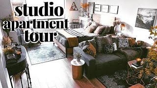 Studio Apartment Tour Rustic Studio Apartment Ideas 500 sq ft [upl. by Nosyk]