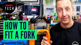 How To Cut And Install A New Bike Fork  Fitting A Mountain Bike Fork At Home [upl. by Drallim14]