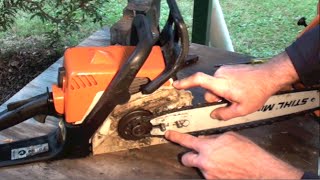 HOW TO PUT ON A CHAIN SAW CHAIN THE RIGHT WAY [upl. by Bobbette]