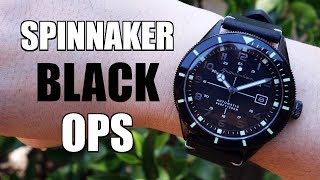 The All BLACK Spinnaker Cahill New England Automatic Dive Watch Review SP5064  Perth WAtch 224 [upl. by Garnett]