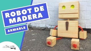 Cómo hacer un ROBOT DE MADERA 🤖  wooden robot DIY homemade toy [upl. by Yrelle916]