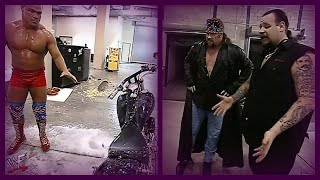 Kurt Angle Inadvertently Soils The Undertakers Motorcycle 7600 [upl. by Aekal]