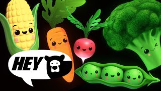 Hey Bear Sensory  Funky Veggies EXTENDED  Fun Animation with Music  Dance Video [upl. by Cassella711]