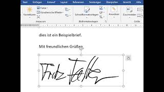 Word  Eine Unterschrift einfügen [upl. by Ydnec893]