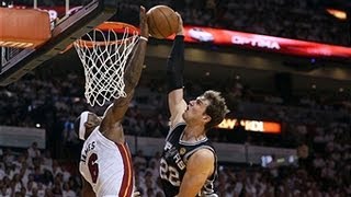 LeBron James INSANE block on Tiago Splitter in Game 2 [upl. by Fotina]