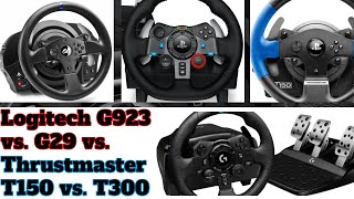 Logitech G923 vs G29 vs Thrustmaster T150 vs T300 im Vergleichstest [upl. by Tiffanle]