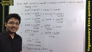 Prove that sin theta1tan thetacos theta1cot thetasec thetacosec theta  Trigonometry [upl. by Airotcivairam]