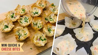 Mini Quiche Lorraine Bites  Easy Recipe  Filo Pastry Cups with Goats Cheese [upl. by Leimad]