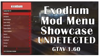 GTA5 Online Exodium Mod Menu Showcase  UNDETECTED GTA 160 [upl. by Norrad]